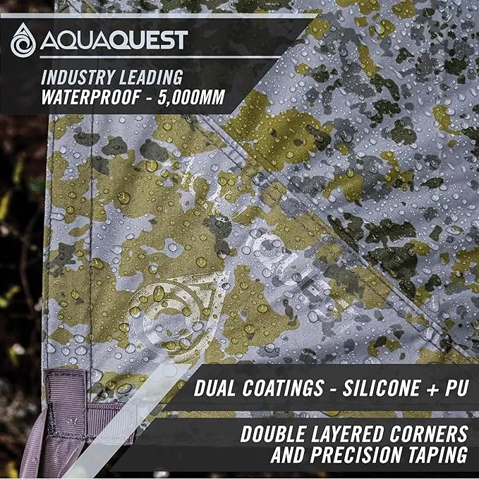 AquaQuest Safari Camping Tarp - Lightweight Durable Rain Fly - Waterproof Camping Essentials for Hiking, Backpacking & Hammock, 15 x 15 ft, Boulder Camo