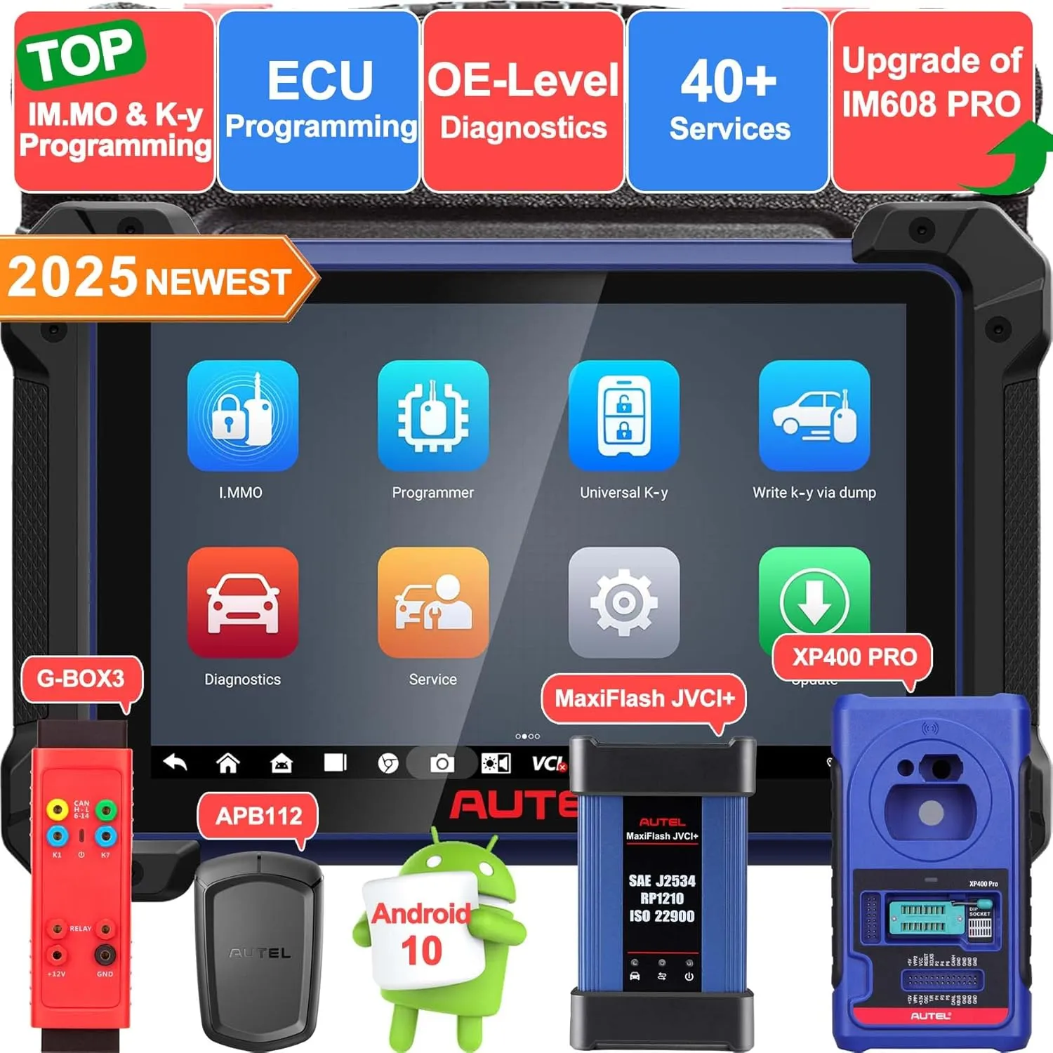 Autel IM608 PRO II Diagnostic Tool, Same as IM608S II/ IM608 II, with XP400PRO/ G-BOX3/ APB112, Bidirectional Scan Tool, ECU Coding, AutoScan2.0, 40  Services