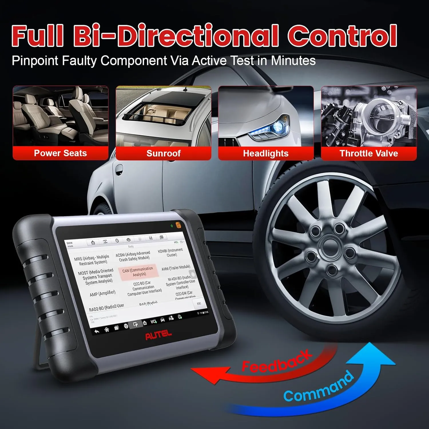 Autel MaxiCOM MK808Z-TS Bidirectional Scanner, Universal TPMS Tool, Upgrade from MK808BT MK808S, OBD2 Scanner with 28  Services, All System Diagnostic Tool FCA AutoAuth, Same as MX808S-TS & MK808S-TS