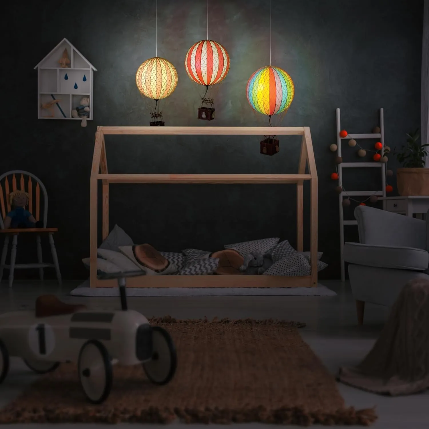 Authentic Models LED Hot Air Balloon Lanterns: Magical Night Sky Decor | Hot Air Balloon Decor | LED Lantern Decor for Enchanting Evenings | Remote Control Included - Travels Light LED, True Red