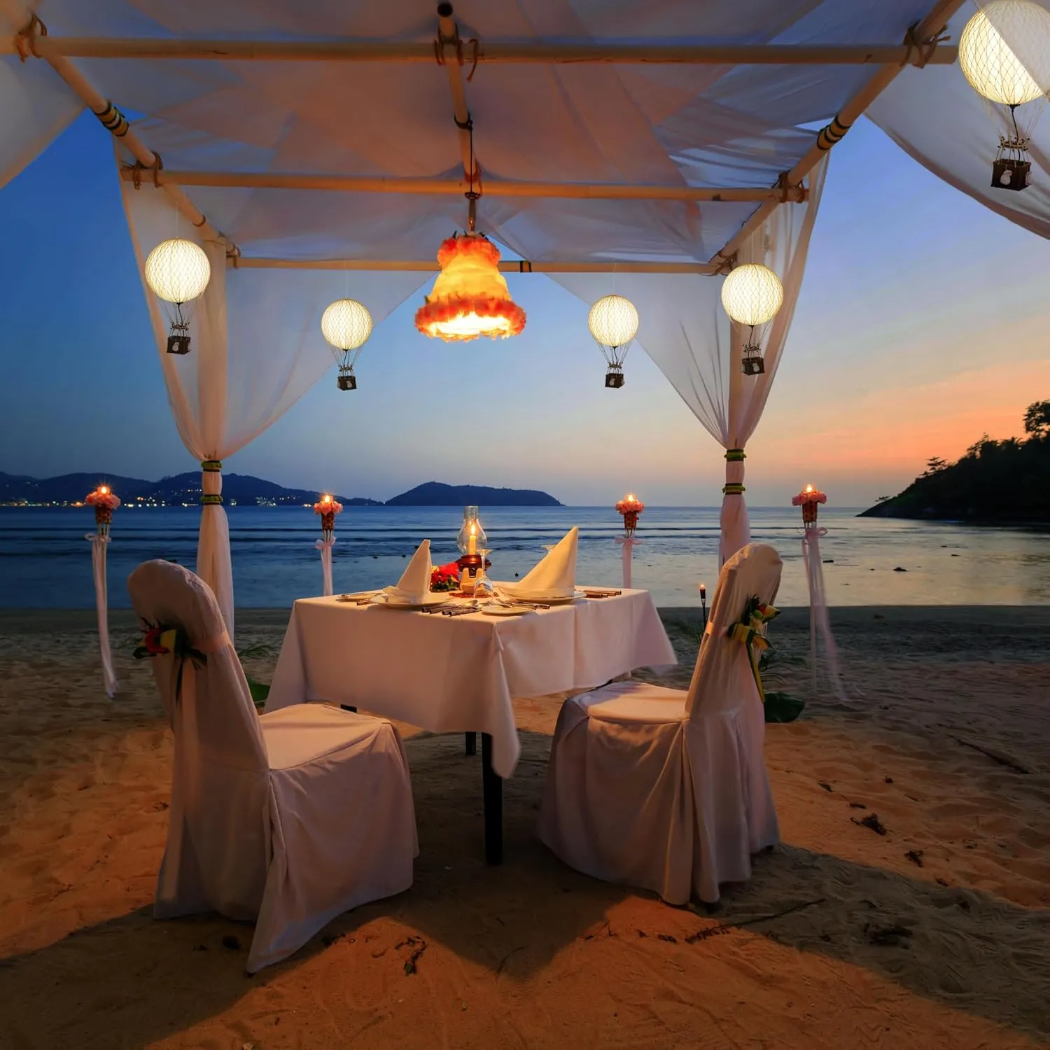 Authentic Models LED Hot Air Balloon Lanterns: Magical Night Sky Decor | Hot Air Balloon Decor | LED Lantern Decor for Enchanting Evenings | Remote Control Included - Travels Light LED, True Red