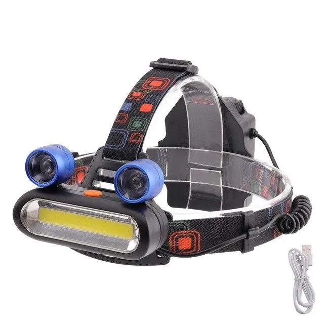 BORUIT COB LED Headlight Zoomable USB Headlamp 4 Modes Head Torch Use 18650 Battery Flash lamp For Camping Fishing Outdoor Light