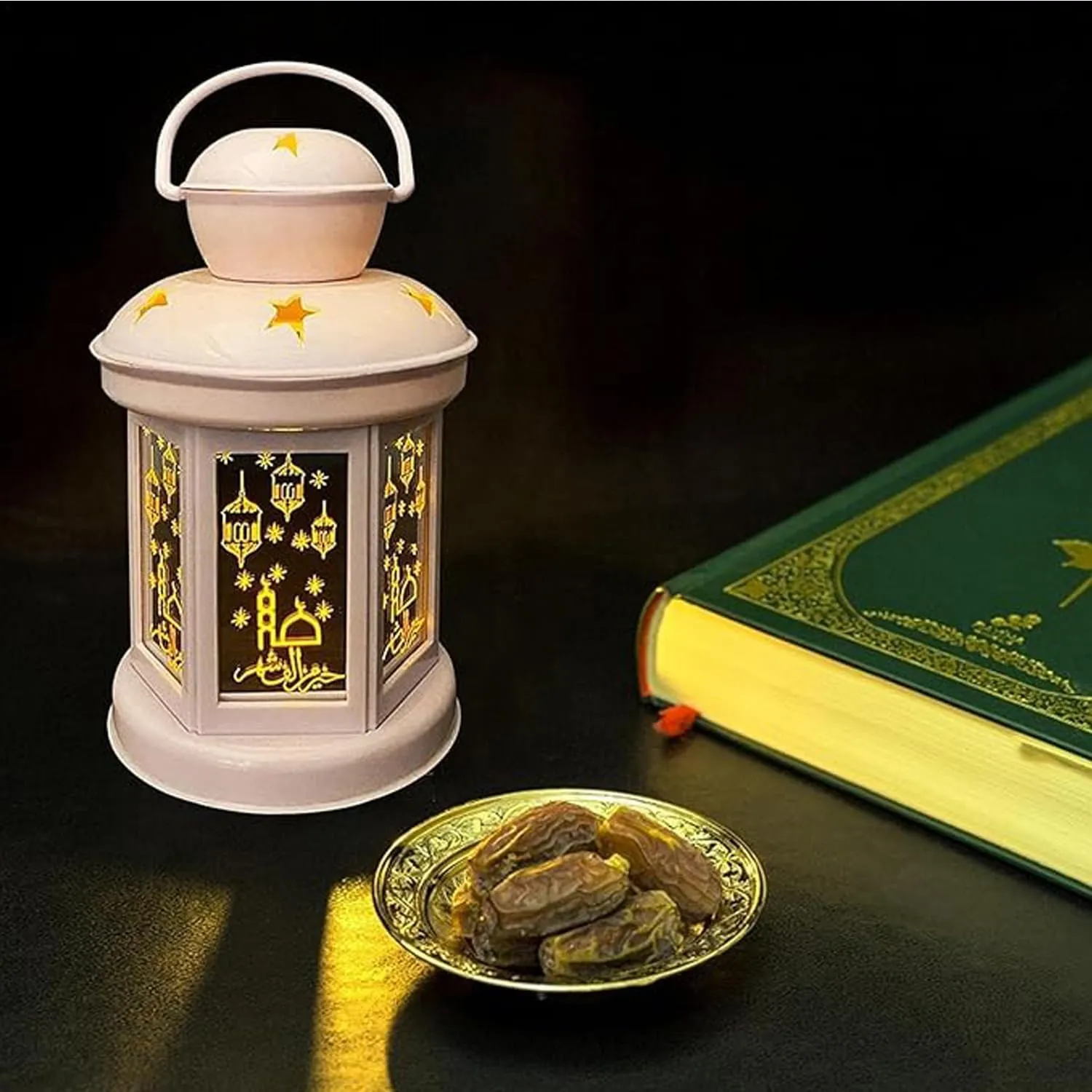BrainGiggles Eid Mubarak LED Night Light - Ramadan Lantern Hanging Lamp Ornament for Holiday Festival Home Decoration
