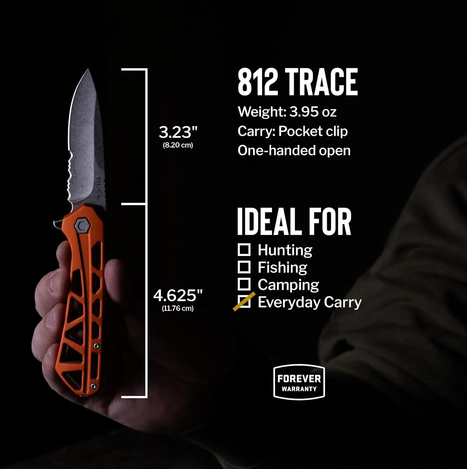 Buck Knives 812 Trace Partially-Serrated Pocket Knife, Orange