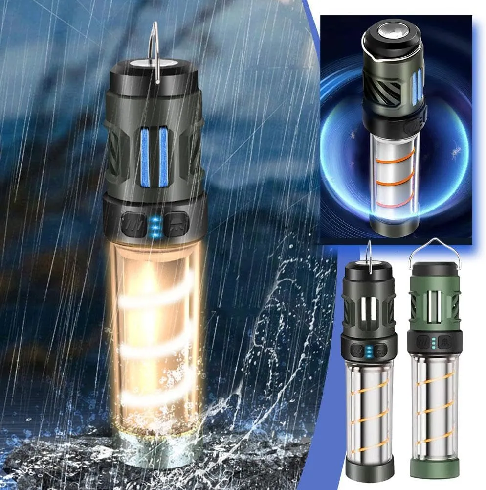 Buzz Defense Portable, 2025 New BuzzDefense Dual Mode Integrated Camping Lantern with 3000 mAh USB Charging, Waterproof, Adjustable Brightness LED Camping Light for Outdoor, Garden, Picnic (2*Black)