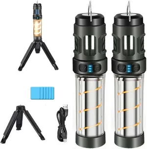 Buzz Defense Portable, 2025 New BuzzDefense Dual Mode Integrated Camping Lantern with 3000 mAh USB Charging, Waterproof, Adjustable Brightness LED Camping Light for Outdoor, Garden, Picnic (2*Black)