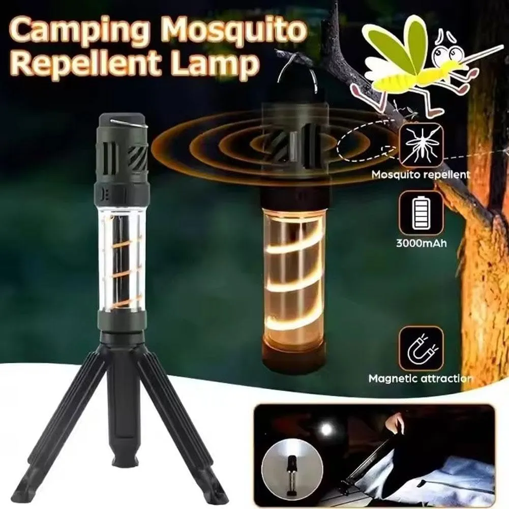 Buzz Defense Portable, 2025 New BuzzDefense Dual Mode Integrated Camping Lantern with 3000 mAh USB Charging, Waterproof, Adjustable Brightness LED Camping Light for Outdoor, Garden, Picnic (2*Black)