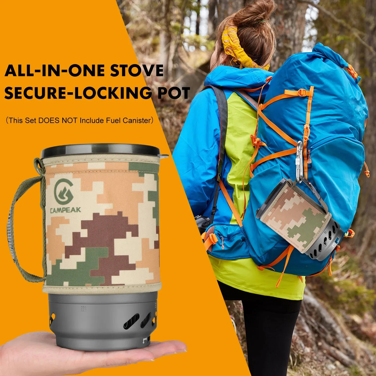 CAMPEAK 1.4L Backpacking Stove – Portable Propane Cooking System for Camping & Hiking