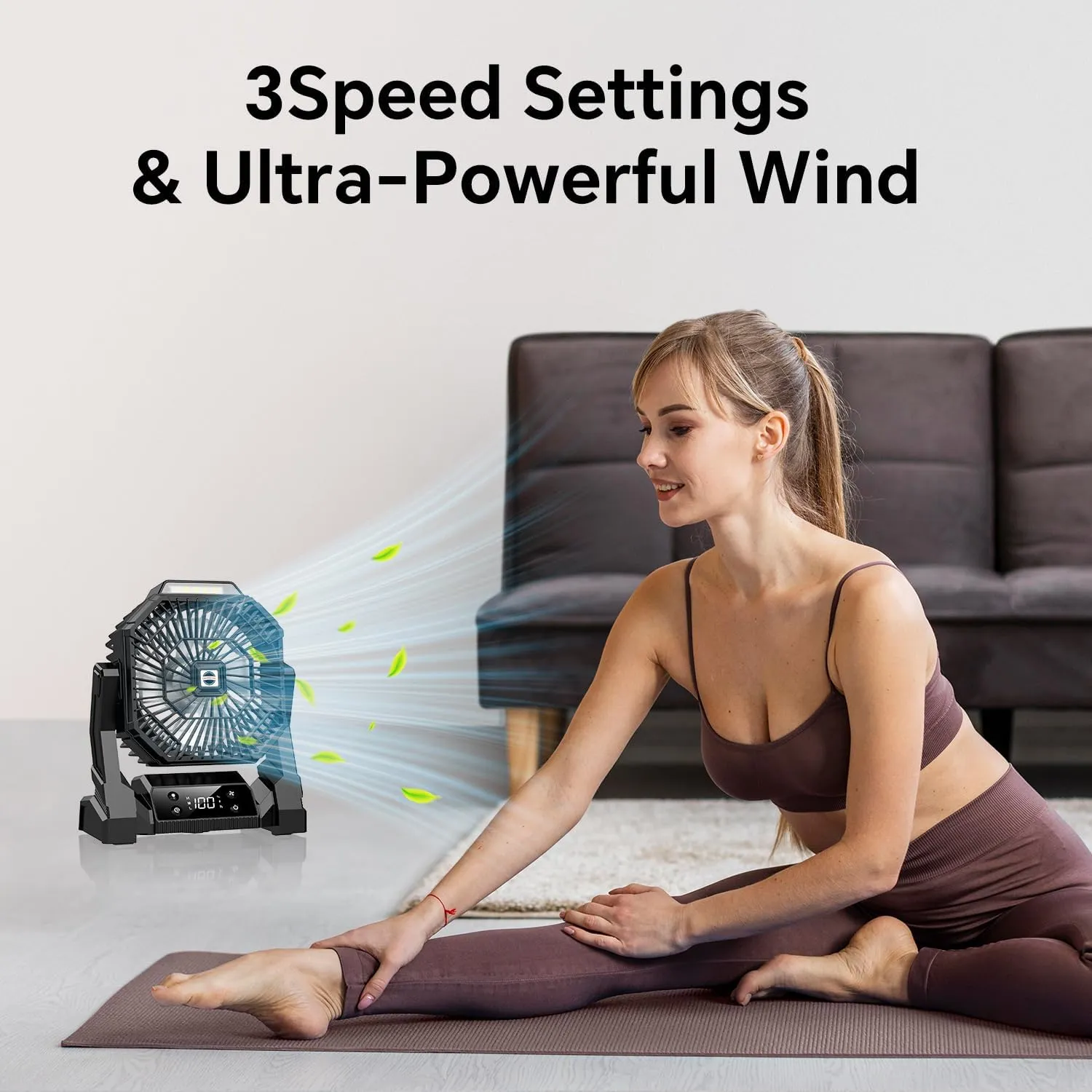 Camping Fan Black with LED Lantern, 30000mAh Rechargeable Battery Operated Fan with 3 Speeds & Digtal, Personal USB Table for Camping Essential ＆ Hurricane-Ready