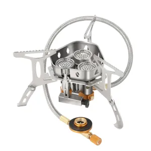 Camping Gas Stove Lightweight Portable Outdoor Stove Burner with Storage Box - Silver