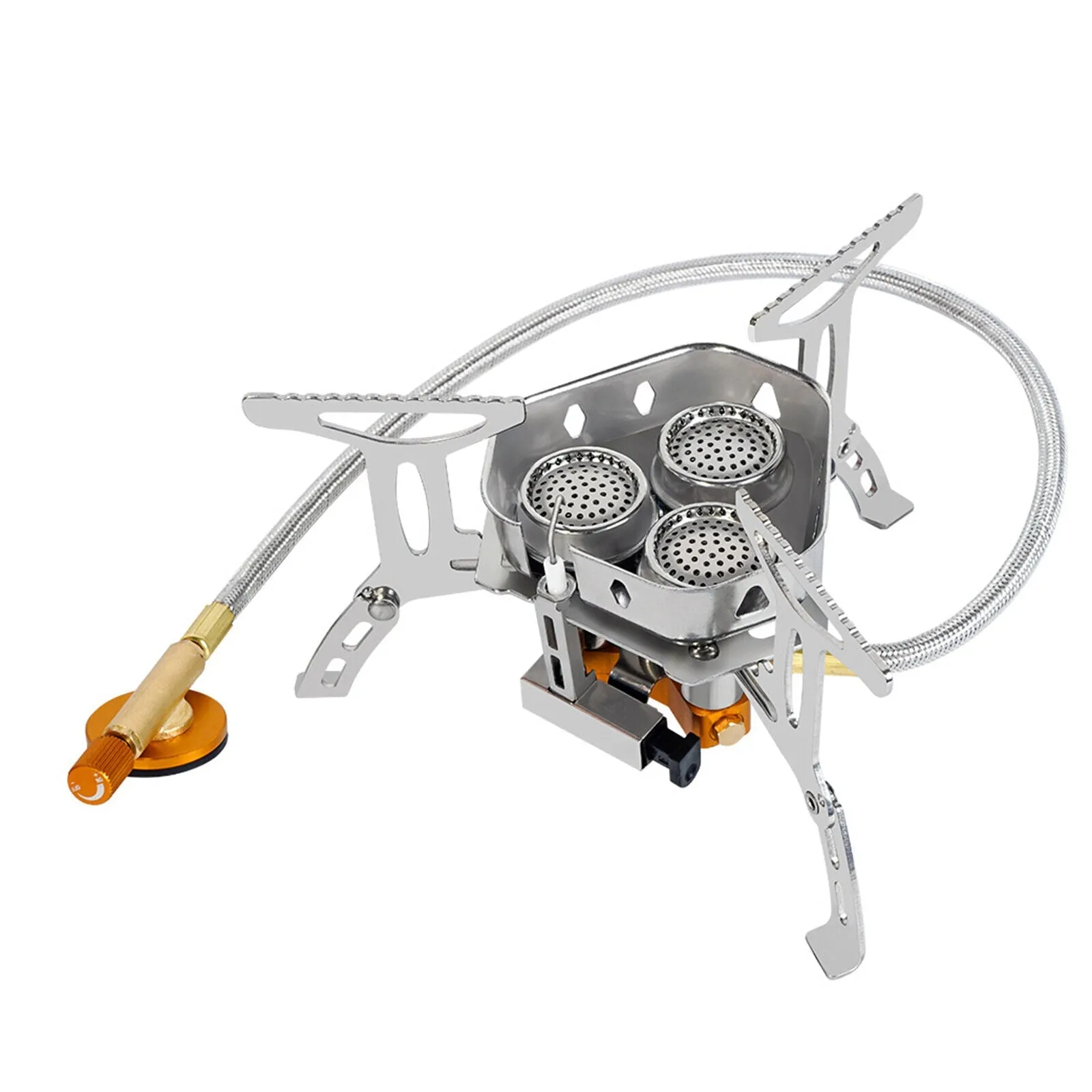 Camping Gas Stove Lightweight Portable Outdoor Stove Burner with Storage Box - Silver