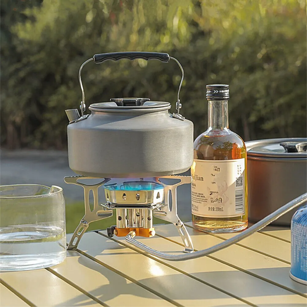 Camping Gas Stove Lightweight Portable Outdoor Stove Burner with Storage Box - Silver