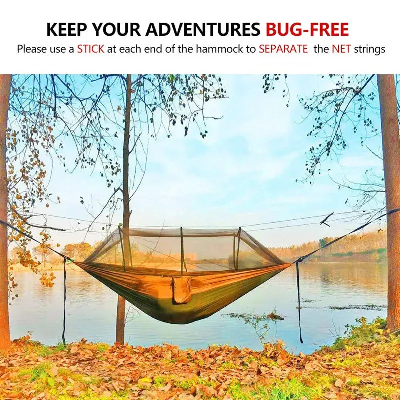 Camping Hammock with Mosquito Net&Rainfly Tent Tarp & Tree Straps,Portable Nylon Hammock Tent for Camping Hiking Backyard Travel
