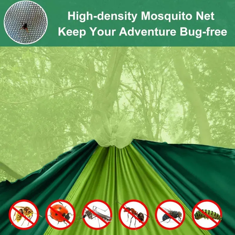 Camping Hammock with Mosquito Net&Rainfly Tent Tarp & Tree Straps,Portable Nylon Hammock Tent for Camping Hiking Backyard Travel