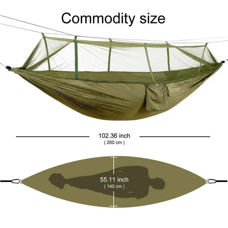 Camping Hammock with Mosquito Net&Rainfly Tent Tarp & Tree Straps,Portable Nylon Hammock Tent for Camping Hiking Backyard Travel