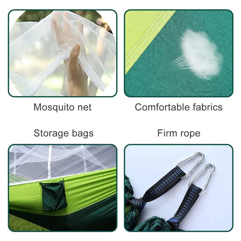 Camping Hammock with Mosquito Net&Rainfly Tent Tarp & Tree Straps,Portable Nylon Hammock Tent for Camping Hiking Backyard Travel