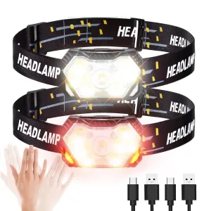 Camping Headlamp - USB Rechargeable - Motion Sensor Headlight