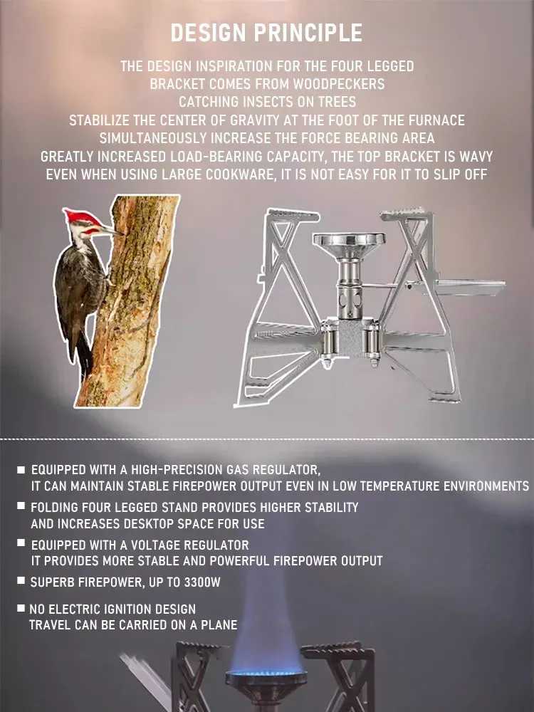 CAMPINGMOON XD-3NE Butterfly Stove Outdoor Camping Hiking Portable Folding Stove Windproof Gas Stove camping accessories outdoor