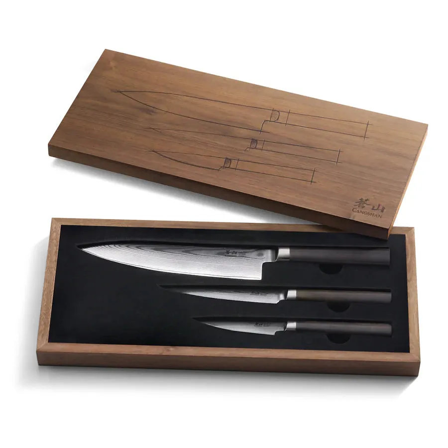 Cangshan HAKU 3pc Starter Set in Walnut Chest