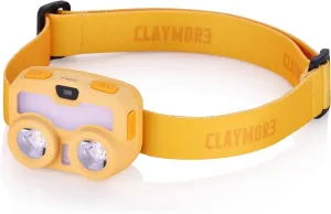 Claymore Heady3 (Yellow) - Rechargeable LED Headlamp with Motion Sensor, Lightweight for Camping, Running, Hiking, Emergency & Industrial Use. Waterproof, Up to 70 Hours of Battery Life.