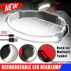 Cob Led Headlamp Headlight Torch Flashlight Work Light Bar Head Band Lamp Sensor