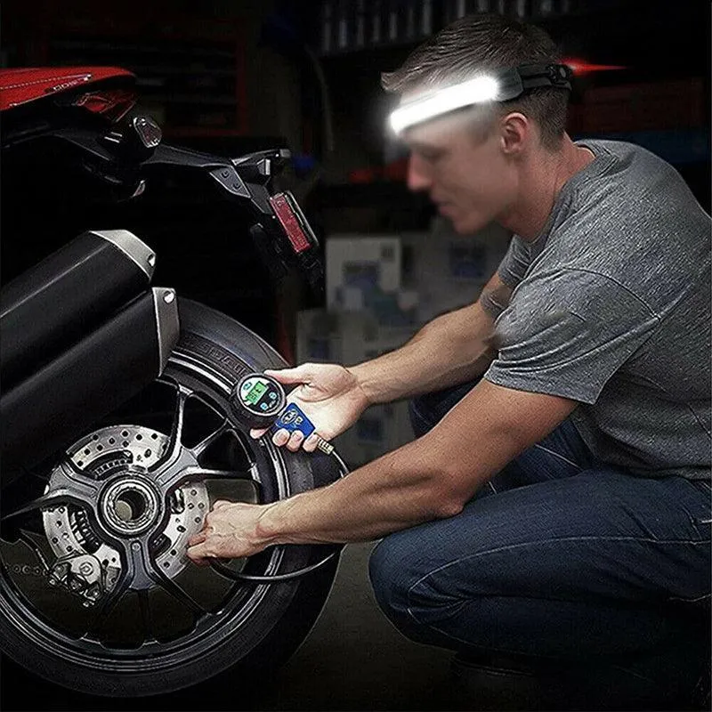 Cob Led Headlamp Headlight Torch Flashlight Work Light Bar Head Band Lamp Sensor