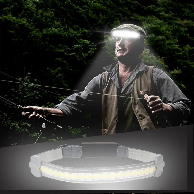 Cob Led Headlamp Headlight Torch Flashlight Work Light Bar Head Band Lamp Sensor