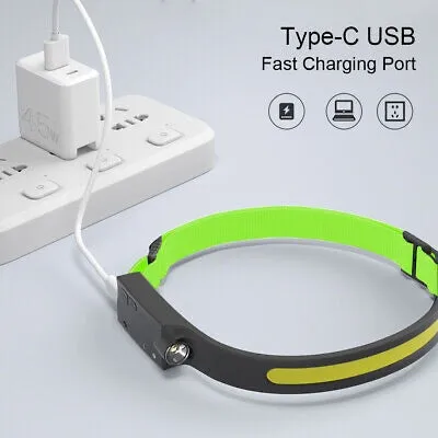 COB LED Headlamp USB Rechargeable Headlight