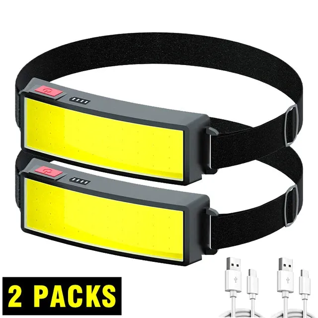 COB LED Headlight Flashlight: 3 Mode USB Rechargeable HeadLamp for Hiking and Camping