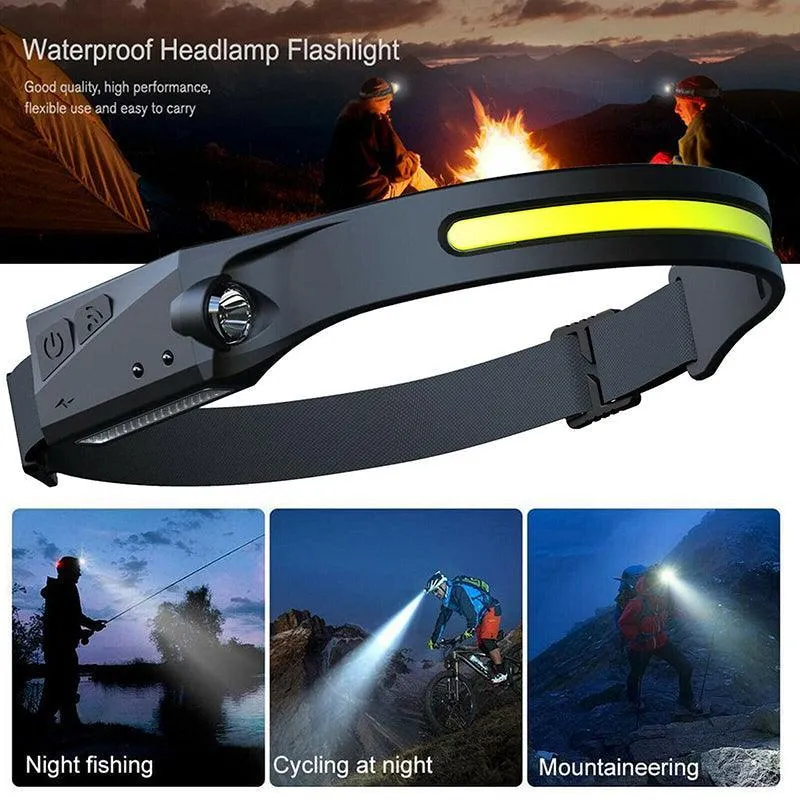 Cob Led Motion Sensor Head Torch Headlight Usb Headlamp Waterproof  Rechargeable