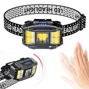 COB LED Outdoor Head Lamp Motion Sensor Head Mounted Flashlight Power Display Powerful Headlight Torch for Outdoor Night Fishing