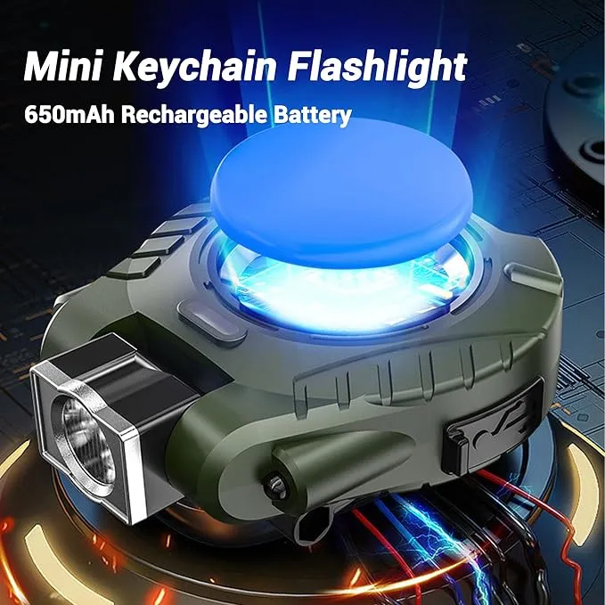 COB Mini Keychain Work Light, Powerful Flashlights 5 Light Modes with Magnetic, Hat Clip Light with Bottle Opener Function, Waterproof Led Flashlight with Smart Sensor for Camping 2 Pack (Green)