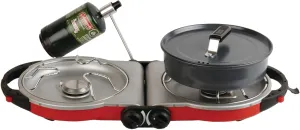 Coleman Fold N Go 2-Burner Propane Camping Stove Portable Folding Camp Stove with Push-Button Instant Ignition 2 Adjustable Burners with Pressure Control and 20000 BTUs of Power