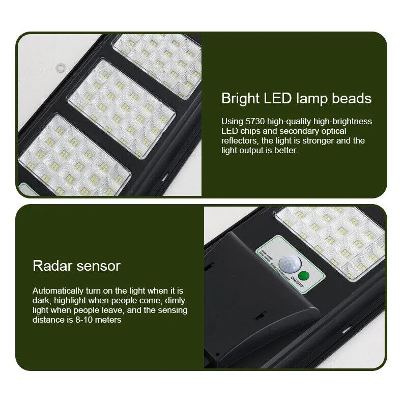 Commercial LED Light Solar Street FloodLight Outdoor Area Dusk To Dawn Wall Lamp