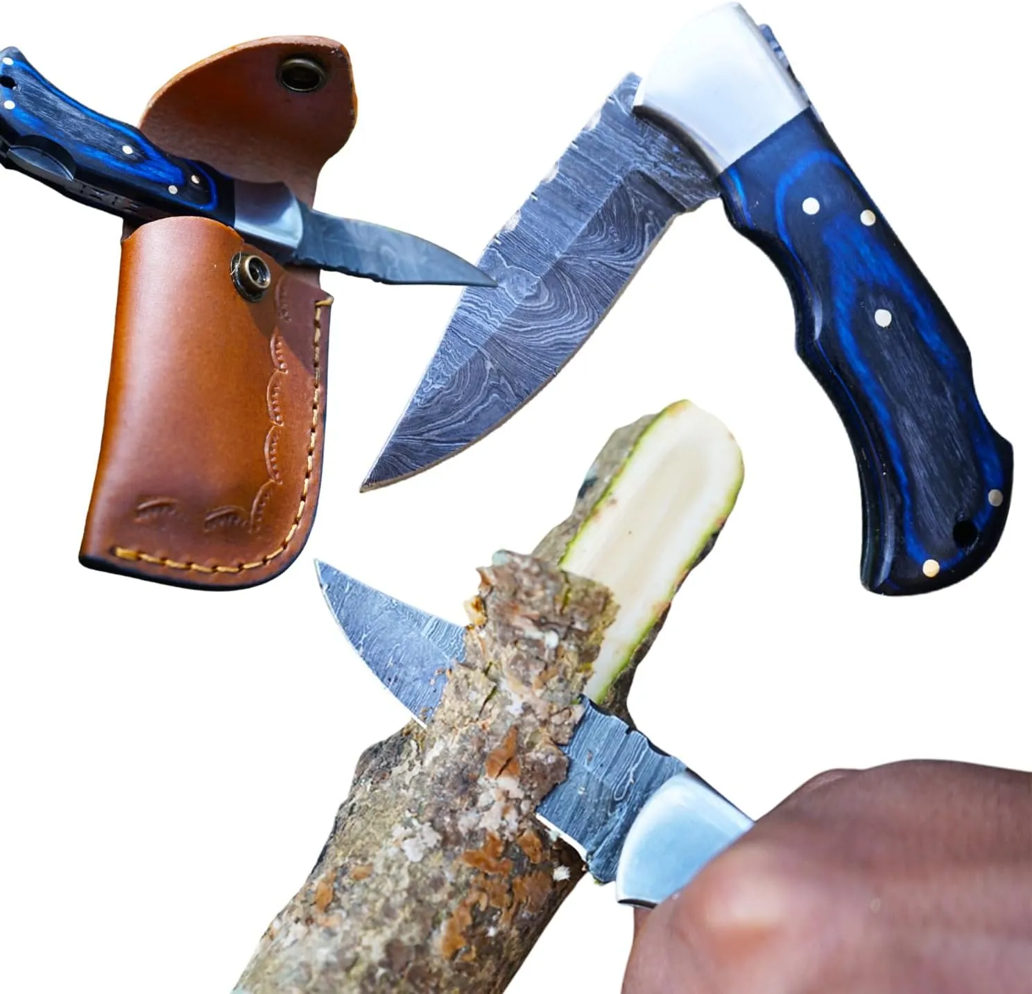 Compact Folding Knife – Your Everyday Partner - Ready To Use Sharp Blade – Ideal for Hunting, Camping, and Outdoor Tasks – Compact Fixed Blade with Olive Wood Handle