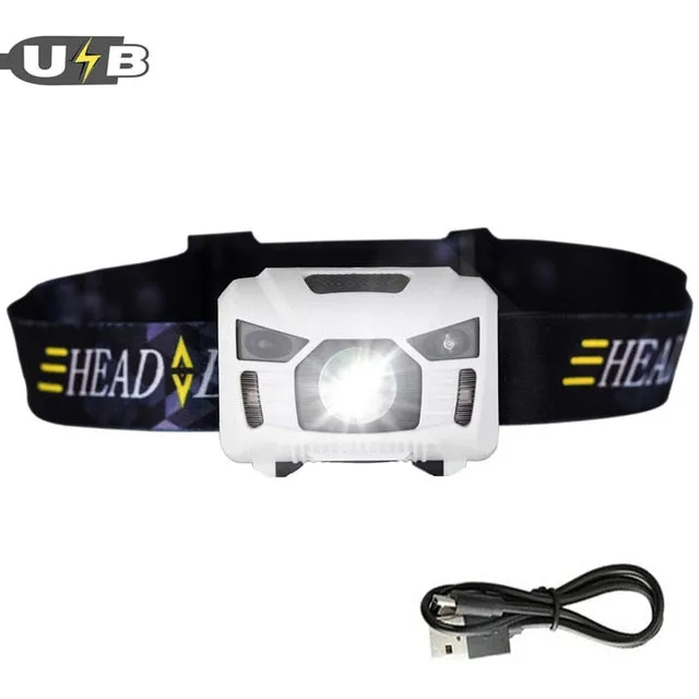 CREE 5W LED Body Motion Sensor Headlamp Mini Headlight Rechargeable Outdoor Camping Flashlight Head Torch Lamp With USB Charging