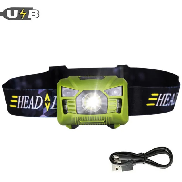 CREE 5W LED Body Motion Sensor Headlamp Mini Headlight Rechargeable Outdoor Camping Flashlight Head Torch Lamp With USB Charging