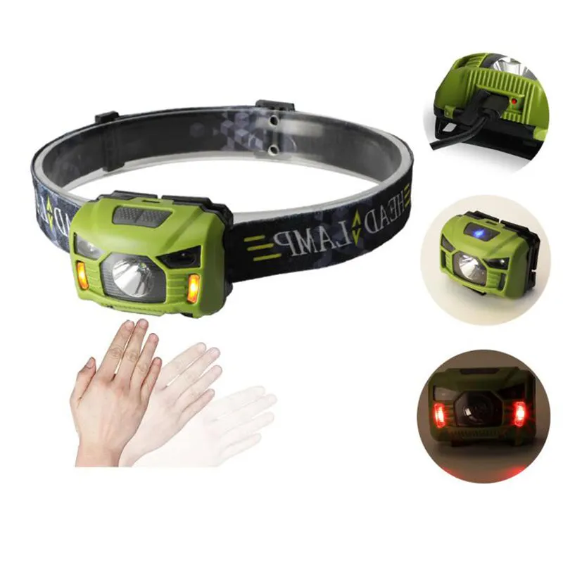 CREE 5W LED Body Motion Sensor Headlamp Mini Headlight Rechargeable Outdoor Camping Flashlight Head Torch Lamp With USB Charging