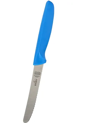 Cuchillo - Punta curva / filo dentado - Azul / Lácteos 4.5"