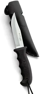 CUTCO Model 5719 Black Clip Point Knife with Double-D serrated edge blade .................. Leather sheath and lanyard included.