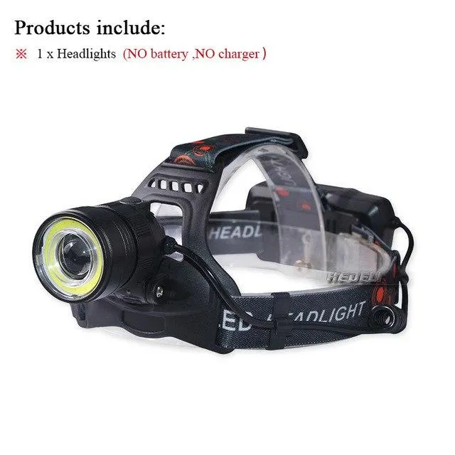 dual light source cob headlamp zoom head searchlight 2x18650battery xml t6 usb charge headlight flashlight waterproof headtorch