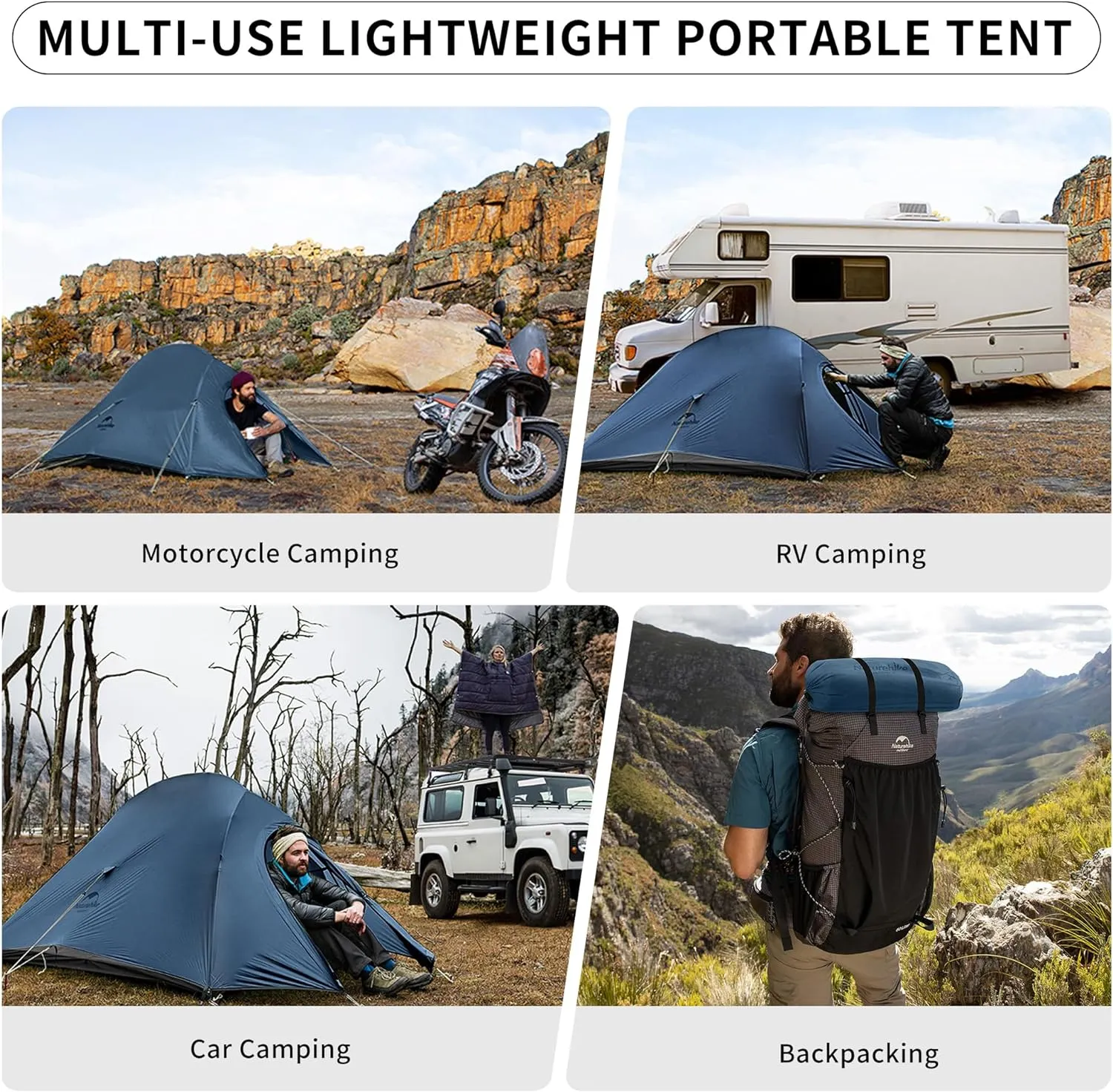Easy-to-install - Naturehike Person 2 Privacy-focused Cloud Tent Navy Up