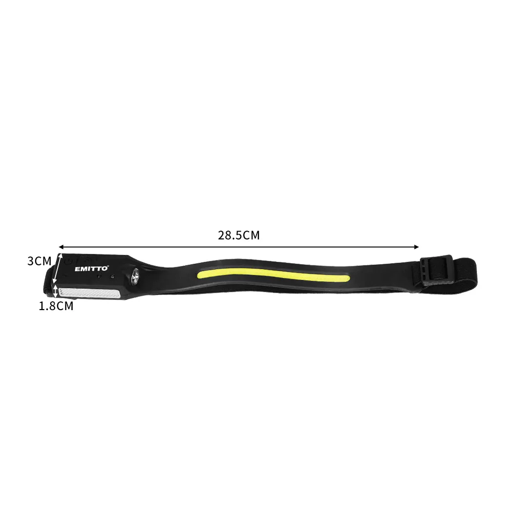 EMITTO COB Headlamp Led Torch Camping Black