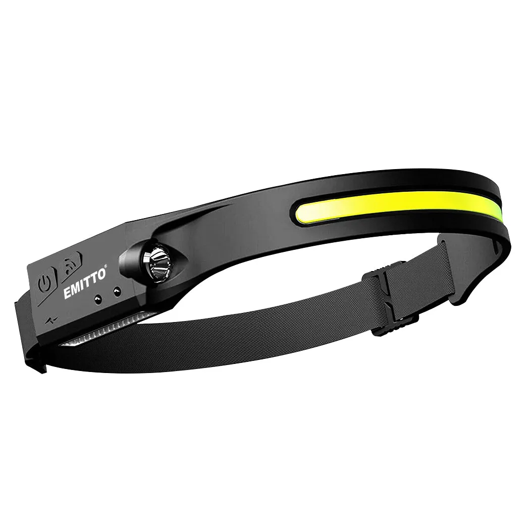 EMITTO COB Headlamp Led Torch Camping Black