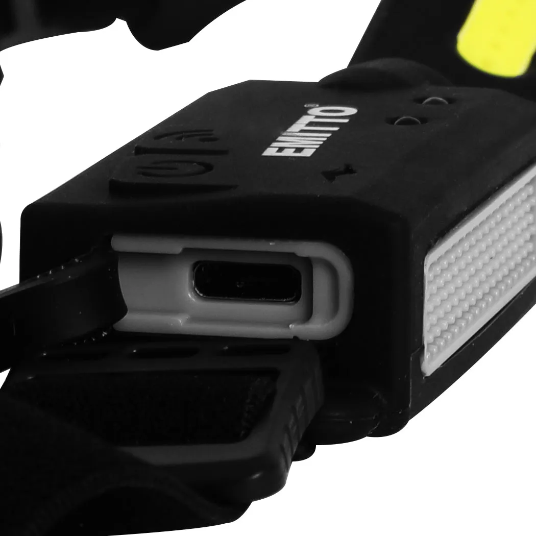EMITTO COB Headlamp Led Torch Camping Black