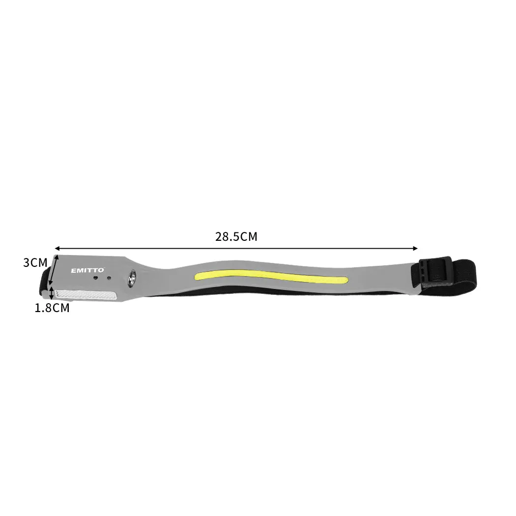 EMITTO COB LED Headlamp Torch Camping Grey