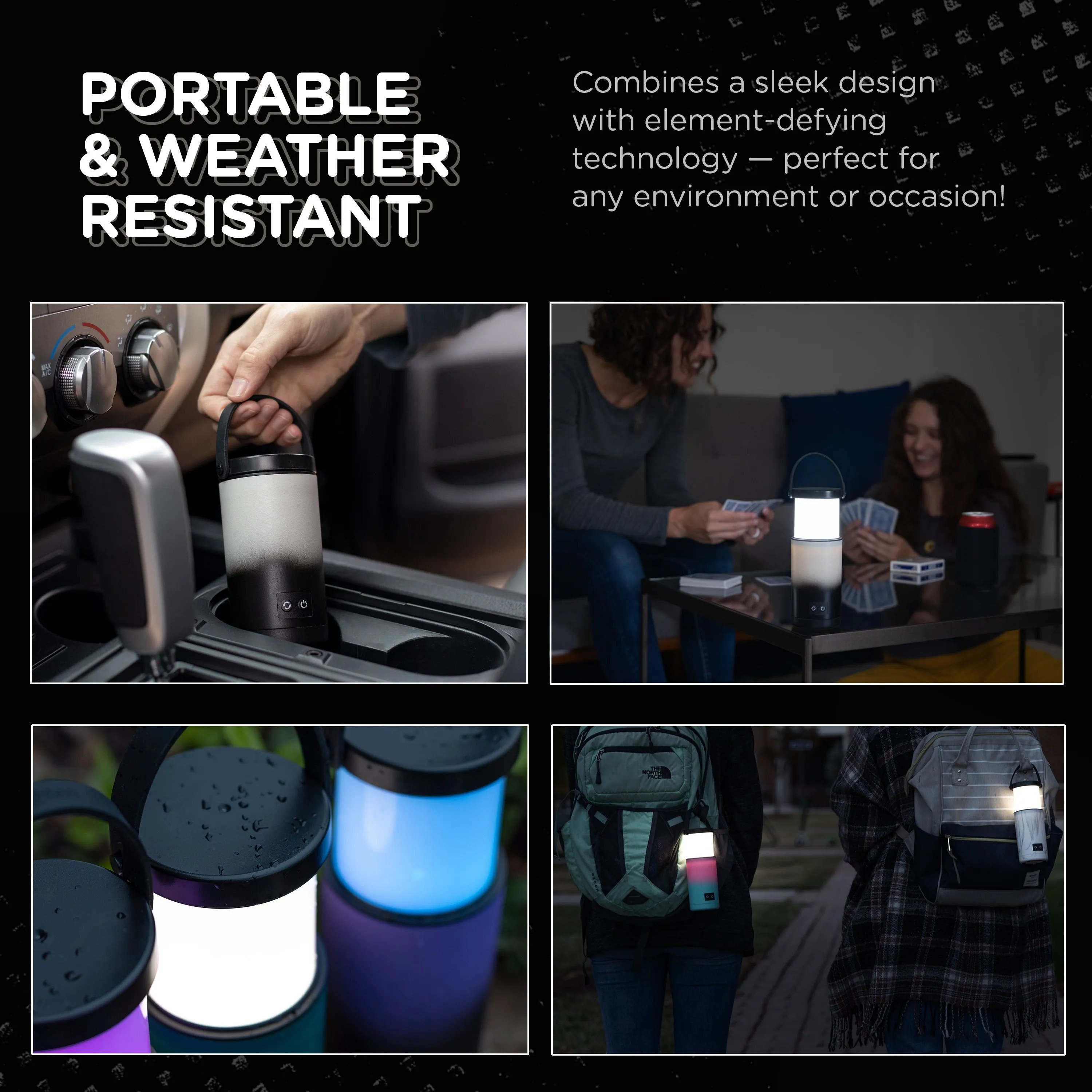 Enbrighten Color Changing LED Pop-up Lantern, White/Black