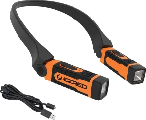 EZRED NK15-OR ANYWEAR Rechargeable Neck Light for Hands-Free Lighting, Orange, Perfect Light for Mechanics, Camping, Hunting, DIY Projects, Reading