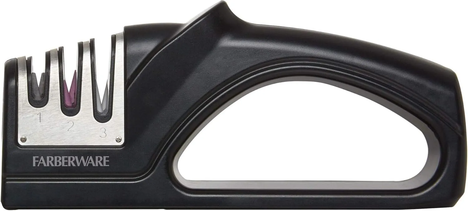 Farberware Edgekeeper 3 Stage Tabletop Kitchen Knife Sharpener, 7.5-Inch, Black