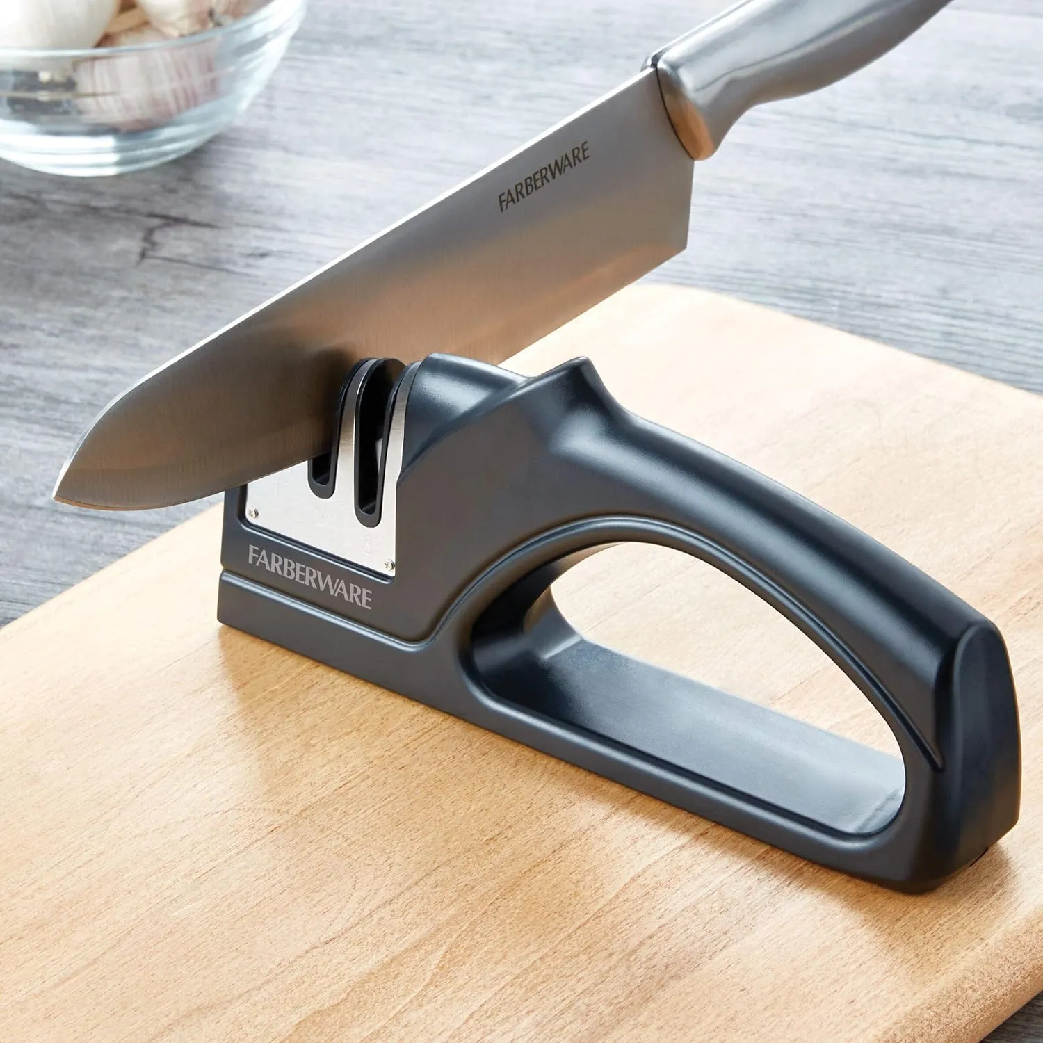 Farberware Edgekeeper 3 Stage Tabletop Kitchen Knife Sharpener, 7.5-Inch, Black